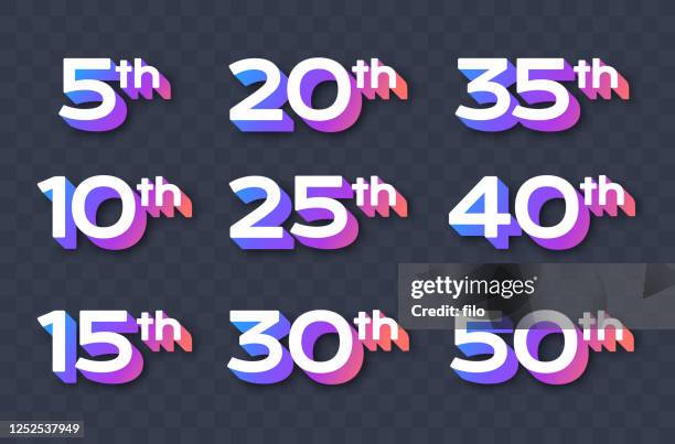 ilustraciones, imágenes clip art, dibujos animados e iconos de stock de años de número de aniversario - 10° aniversario