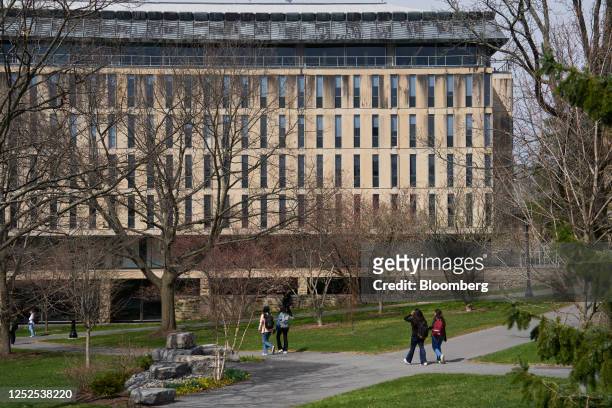 The John M. Olin Library at the Cornell University campus in Ithaca, US, on Tuesday, April 11, 2023. US college costs just keep climbing and the...