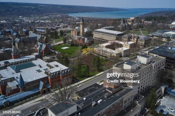 The Cornell University campus in Ithaca, New York, US, on Tuesday, April 11, 2023. US college costs just keep climbing and the increase is pushing...