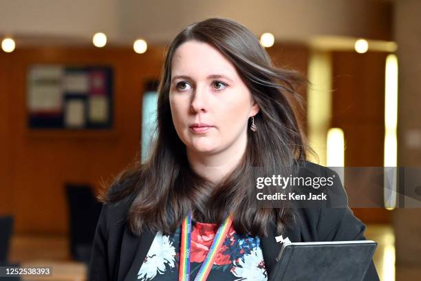 Equalities Minister Emma Roddick on the way to the chamber of the Scottish Parliament, where she led a Scottish Government debate on Tackling Social...