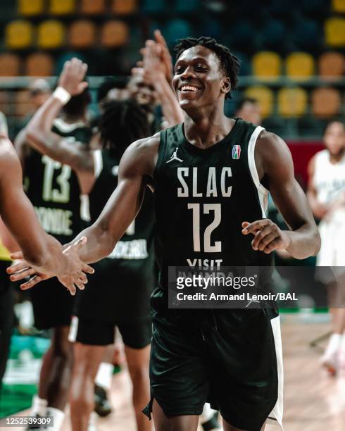 Alpha Kaba of the SLAC smiles against The City Oilers on May 2, 2023 at the Dr. Hassan Moustafa Sports Hall in Cairo, Egypt. NOTE TO USER: User...