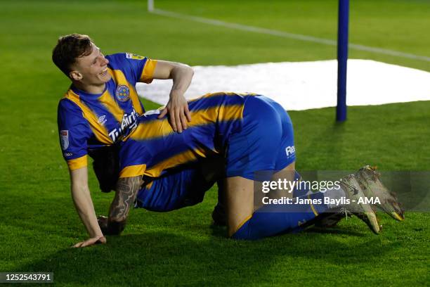 Rob Street of Shrewsbury Town celebrates after scoring a goal to make it 2-0 with Ryan Bowman of Shrewsbury Town during the Sky Bet League One...