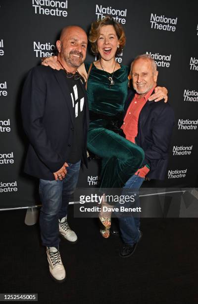 Jose Bergera, Janie Dee and Wayne Sleep attend the press night after party for "The Motive And The Cue" at The National Theatre on May 2, 2023 in...