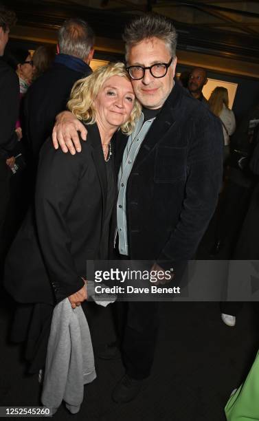 Debra Gillett and Patrick Marber attend the press night after party for "The Motive And The Cue" at The National Theatre on May 2, 2023 in London,...