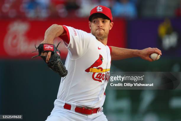 Steven Matz of the St. Louis Cardinals delivers against the Los Angeles Angels in the first inning at Busch Stadium on May 2, 2023 in St Louis,...
