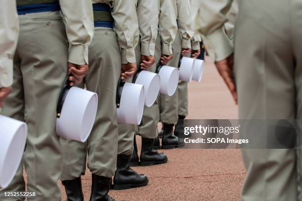 Young legionnaires are seen before the white kepi ceremony. The traditional ceremony of remembrance of the battle of Camerone is held in the Vienot...