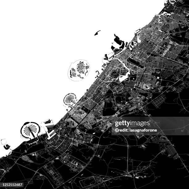 dubai vector map - world trade centre dubai stock illustrations