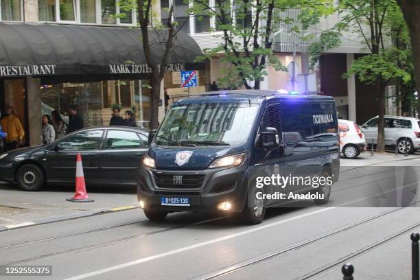 Police take security measures after a 7th grade student opened fire at the school, in Belgrade, Serbia on May 03, 2023. It is reported that a...