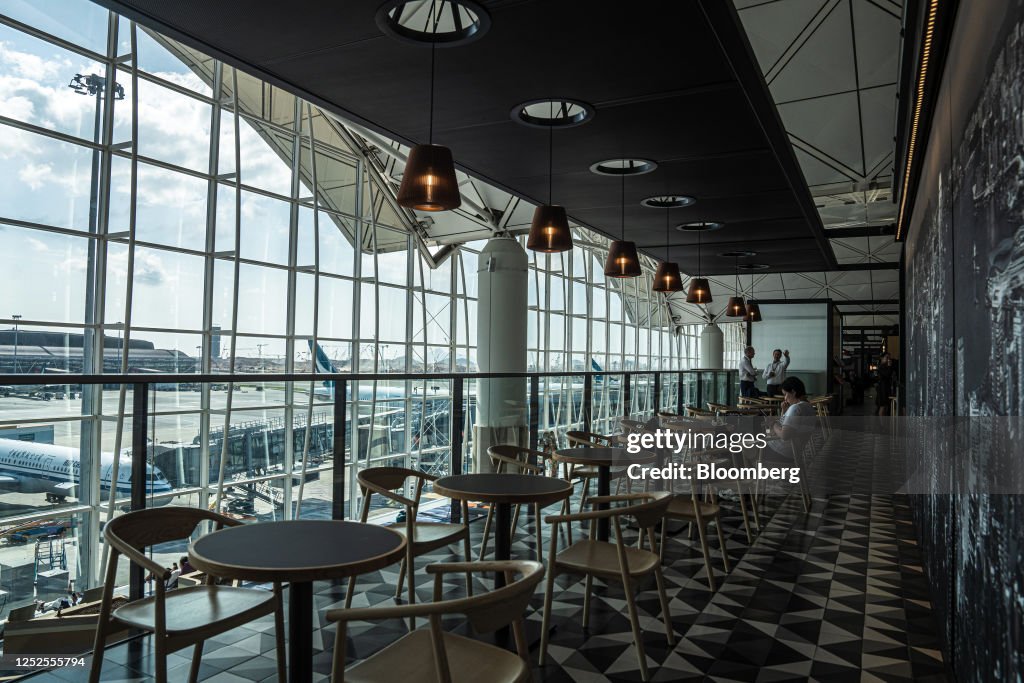 The Qantas Airways Ltd. lounge during its reopening at Hong Kong ...