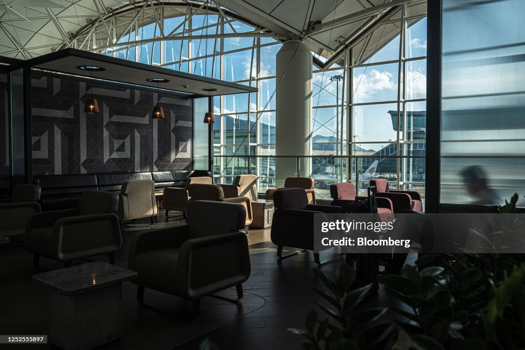 The Qantas Airways Ltd. lounge during its reopening at Hong Kong ...