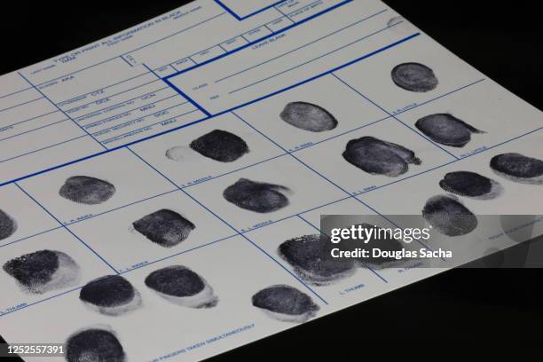 fingerprint card for the fbi criminal database - police line up stock pictures, royalty-free photos & images