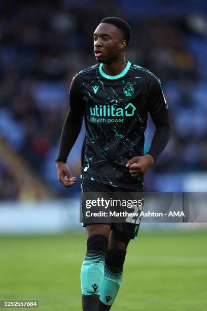 Lamare Bogarde of Bristol Rovers during the Sky Bet League One between Shrewsbury Town and Bristol Rovers at Montgomery Waters Meadow on May 2, 2023...