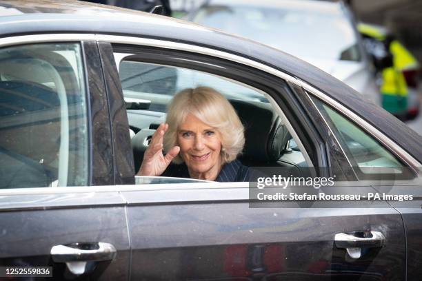 The Queen Consort leaving Westminster Abbey in central London, following a rehearsal for the coronation of King Charles III. Picture date: Wednesday...