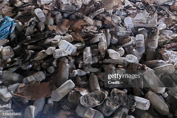 This picture taken on May 2, 2023 shows a destroyed medical storage in Nyala, the capital of South Darfur province, as deadly clashes between rival...