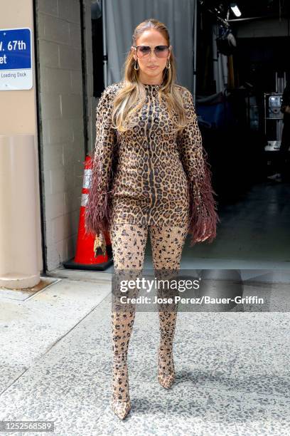 Jennifer Lopez is seen arriving at the 'Live with Kelly and Mark' Show on May 03, 2023 in New York City.