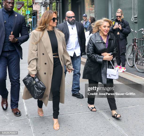 Jennifer Lopez and her mother Guadalupe Rodriguez are seen on May 03, 2023 in New York City.