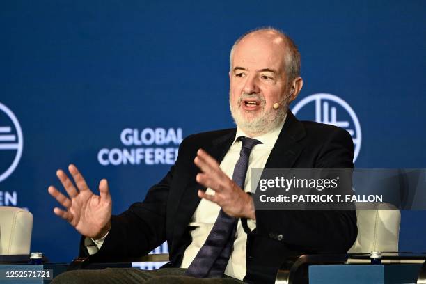 Emmanuel Roman, CEO of Pimco, speaks during the Milken Institute Global Conference in Beverly Hills, California, on May 3, 2023.