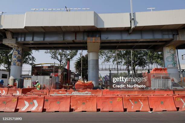 View of ground zero between Olivos and Tezonco metro stations on Line 12 of the Metro Collective Transport System in Mexico City, where 27 people...