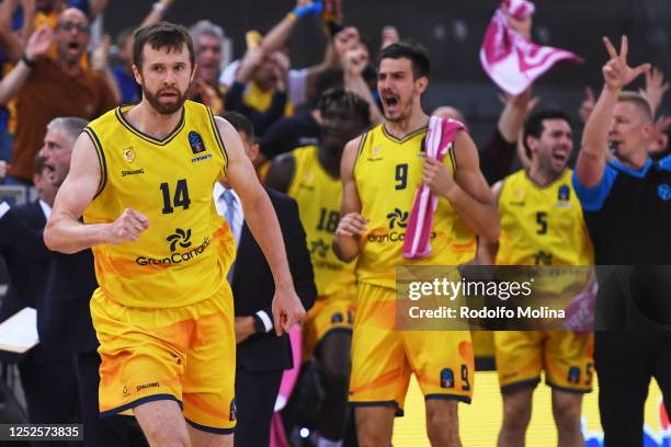 John Shurna, #14 of Gran Canaria and Nicolas Brussina, #9 of Gran Canaria in action during the 7DAYS EuroCup Basketball Finals Championship game...