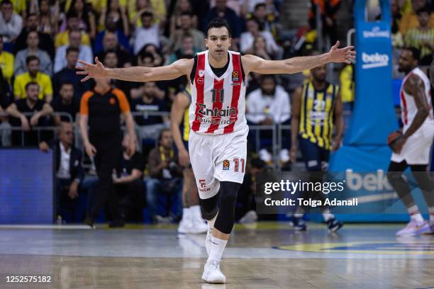 Kostas Sloukas, #11 of Olympiacos Piraeus during the 2022/2023 Turkish Airlines EuroLeague Play Offs Game 3 match between Fenerbahce Beko Istanbul...