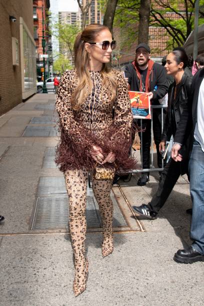 Jennifer Lopez is seen leaving 'Live with Kelly and Mark' on May 3, 2023 in New York, New York.