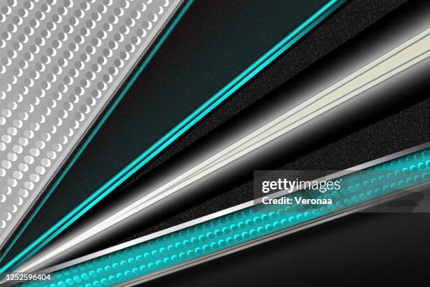 corporate silver, turquoise and black metallic plate with decorative bands. - silver plate background stock illustrations