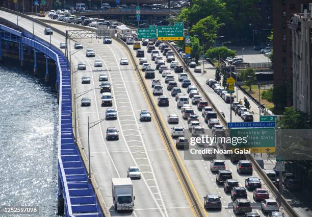 View of traffic at rush hour on FDR Drive as New York City moves into Phase 2 of re-opening following restrictions imposed to curb the coronavirus...