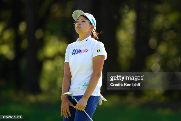 Hinako Shibuno of Japan shows dejection on the on the 7th green during the second round of the Earth Mondamin Cup at the Camellia Hills Country Club...