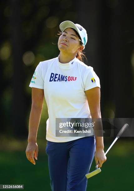 Hinako Shibuno of Japan shows dejection on the on the 7th green during the second round of the Earth Mondamin Cup at the Camellia Hills Country Club...