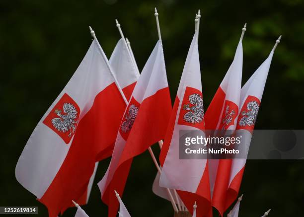 May 1, 2023: Polish flags are seen during the celebration of the world's second-oldest national constitution, on May 1 in Krakow, Poland. On May 3rd,...