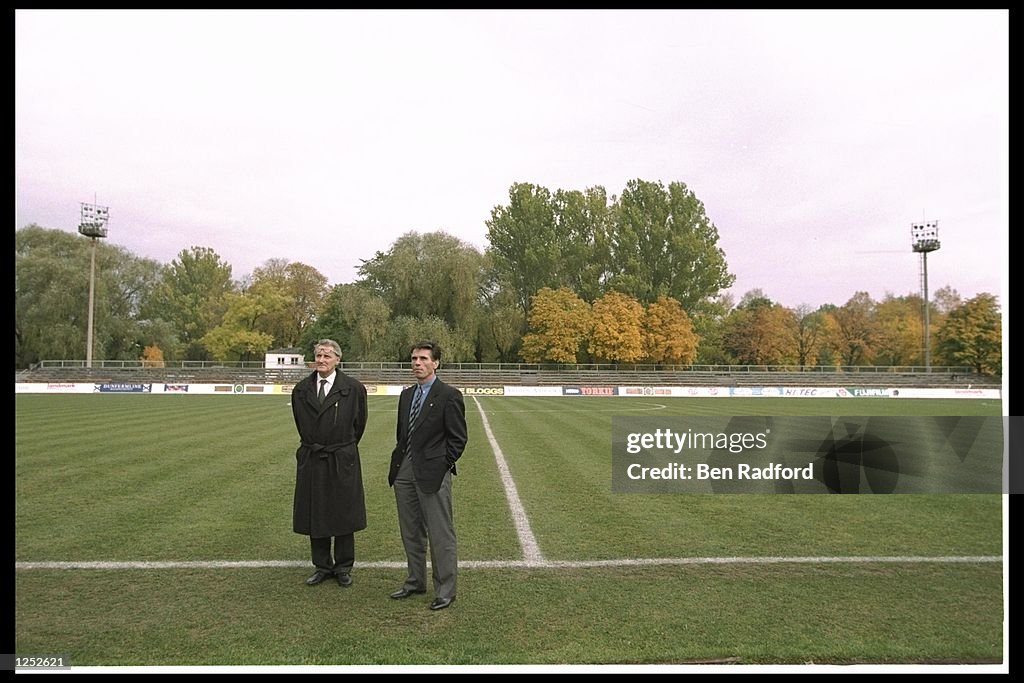 Jean-Marie Gantendein stands (FIFA delegate) with Miroslav Radoman