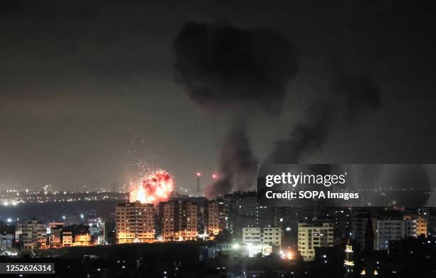 Smoke rises above buildings in Gaza City in the Palestinian enclave. The Israeli military traded fire with Gaza militants following the death of...