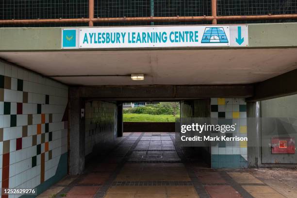 Sign is pictured indicating the route to the Aylesbury Learning Centre through a Wendover housing block at the Aylesbury Estate in Walworth on 27...