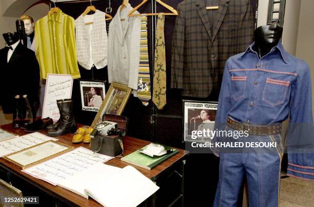 Picture shows a collection of clothes and belongings of late Egyptian singer Abdel Halim Hafez displayed for the first time during an exhibition at...