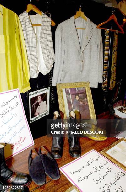Picture shows a collection of clothes and belongings of late Egyptian singer Abdel Halim Hafez displayed for the first time during an exhibition at...