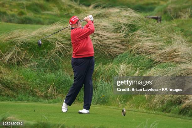 Former US president Donald Trump playing golf at Trump International Golf Links & Hotel in Doonbeg, Co. Clare, during his visit to Ireland. Picture...