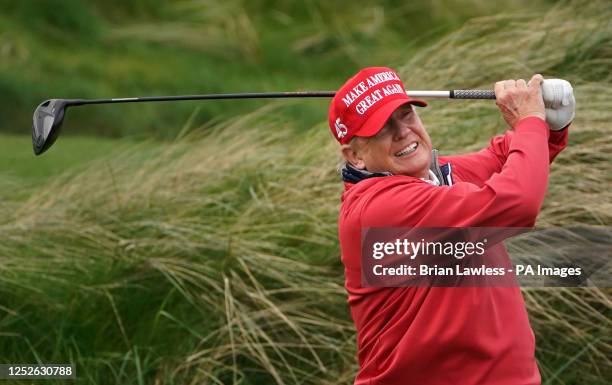Former US president Donald Trump playing golf at Trump International Golf Links & Hotel in Doonbeg, Co. Clare, during his visit to Ireland. Picture...