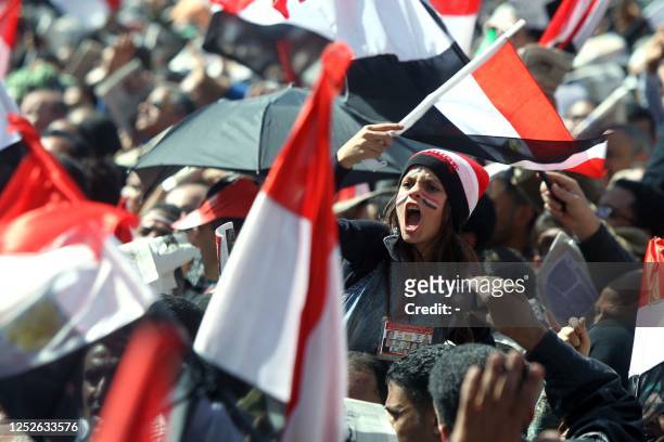 Thousands of Egyptians demonstrate in Cairo's Tahrir Square during an uprising to demand political and economic change on March 4, 2011 a day after...
