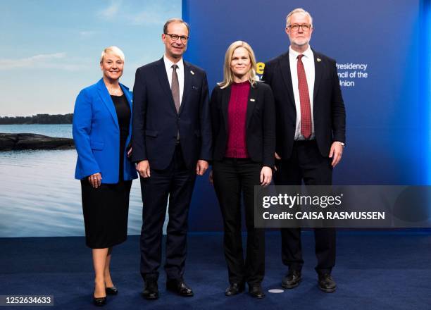 Sweden's Minister for Older People and Social Security Anna Tenje , Minister for Gender Equality and Working Life Paulina Brandberg and Sweden's...