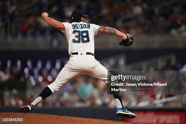 Smeltzer Devin Smeltzer of the Miami Marlins delivers a pitch in the game ...