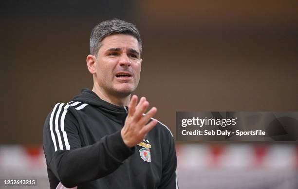 Head coach Mario Silva during an SL Benfica training session ahead of the UEFA Futsal Champions League Finals 2022/23 at the Velòdrom Illes Balears...