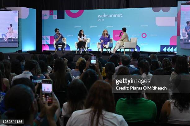 Rio de Janeiro , Brazil - 4 May 2023; Speaker, from left; Fernando Luna, Co-founder, Mina Bem-Estar; Carolina Kia, Co-founder & CEO, Bud; Angélica...