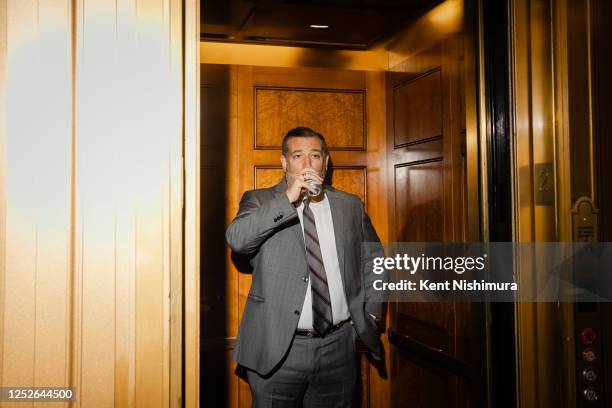 Sen. Ted Cruz drinks a Diet Dr. Pepper soft drink at the U.S. Capitol on Thursday, May 4, 2023 in Washington, DC.