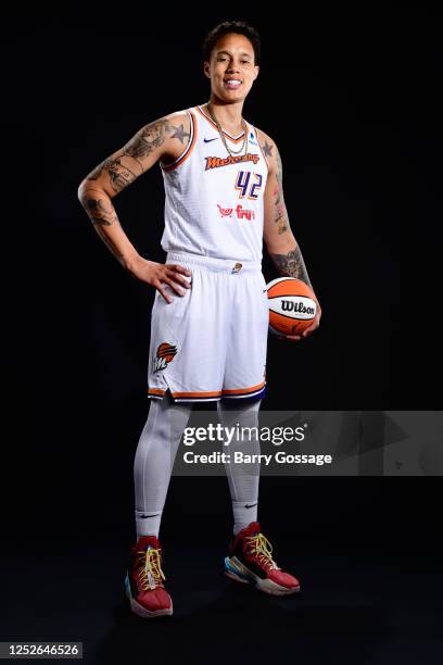 Brittney Griner of the Phoenix Mercury poses for a portrait during WNBA Media Day at Footprint Center on May 3, 2023 in Phoenix, Arizona. NOTE TO...