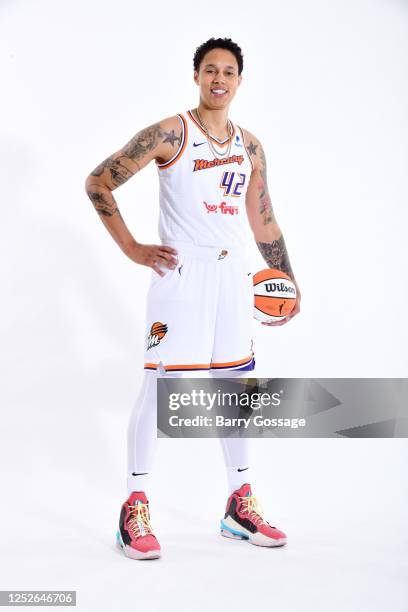 Brittney Griner of the Phoenix Mercury poses for a portrait during WNBA Media Day at Footprint Center on May 3, 2023 in Phoenix, Arizona. NOTE TO...