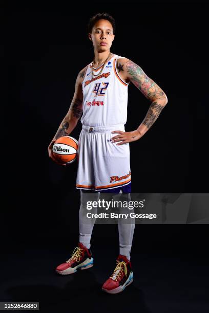 Brittney Griner of the Phoenix Mercury poses for a portrait during WNBA Media Day at Footprint Center on May 3, 2023 in Phoenix, Arizona. NOTE TO...