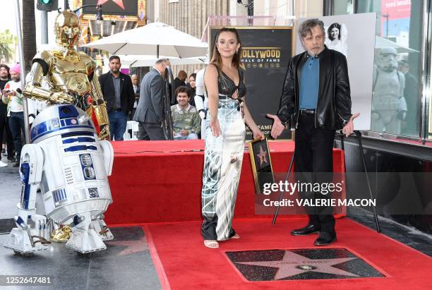 Actors Billie Lourd and Mark Hamill attend the ceremony for Carrie Fisher being honored posthumously with a Star on the Hollywood Walk of Fame on May...