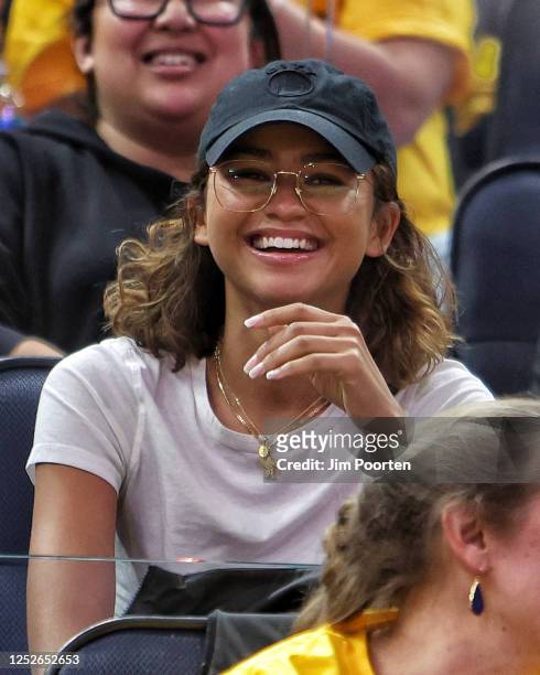 May 4: Zendaya takes in the game between the Los Angeles Lakers and Golden State Warriors during Game 2 of the 2023 NBA Playoffs Western Conference...