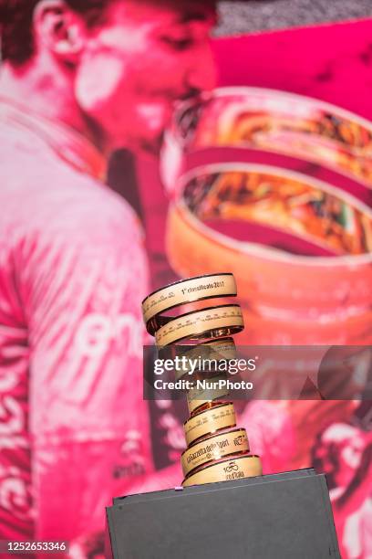 Trofeo senza fine during the 106th Giro d'Italia 2023, Team Presentation at the Piazza della Rinascita / #UCIWT / on May 04, 2023 in Pescara, Italy.