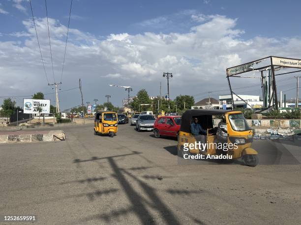 View of "adaidaita", a type of a tricycle, on the roads of Borno state, Nigeria on May 02, 2023. Due to the increasing terrorist attacks at the Borno...